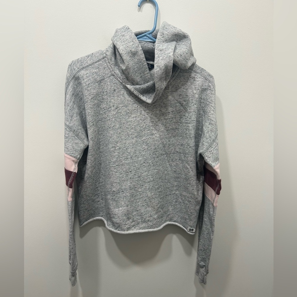 Abercrombie Fitch Hoodie Size‎ XS Gray Pink Stripes Cropped Oversized